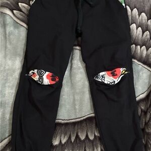 Black Kids Bottoms with Fun Knee Patches